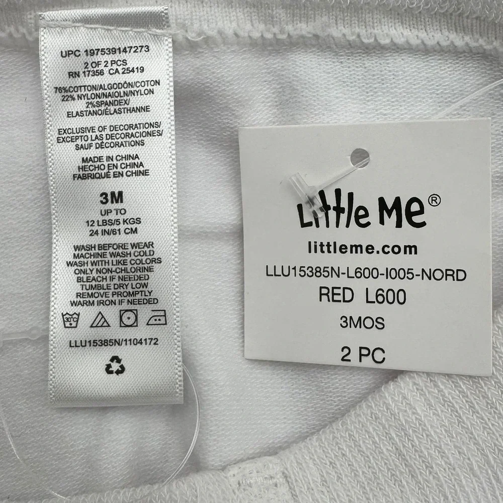 NEW Little Me Baby Girls 3 Months‎ Dress and Tights Set Red Festive Roses Velour